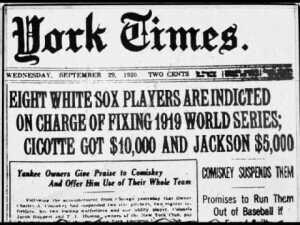 Baseball History Of Match Fixing During The 1919 World Series In A New York Newspaper Report