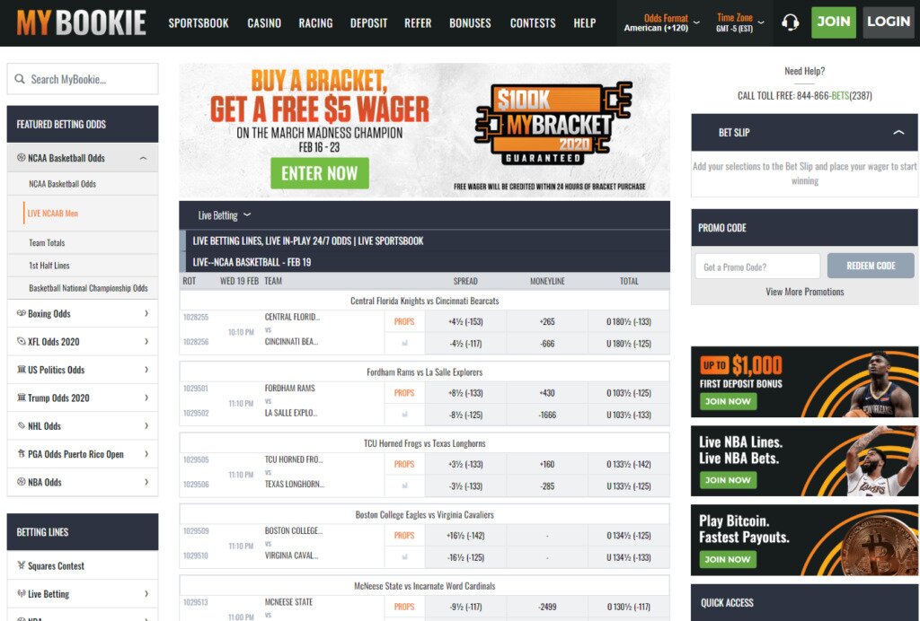 Mybookie Live Betting Interface