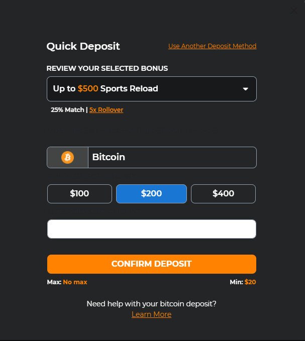 MyBookie BTC Deposits