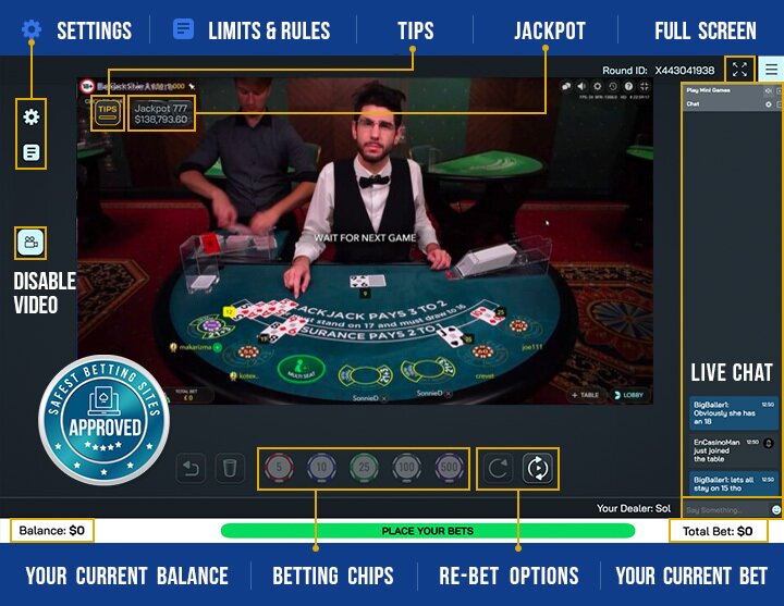 live dealer blackjack features