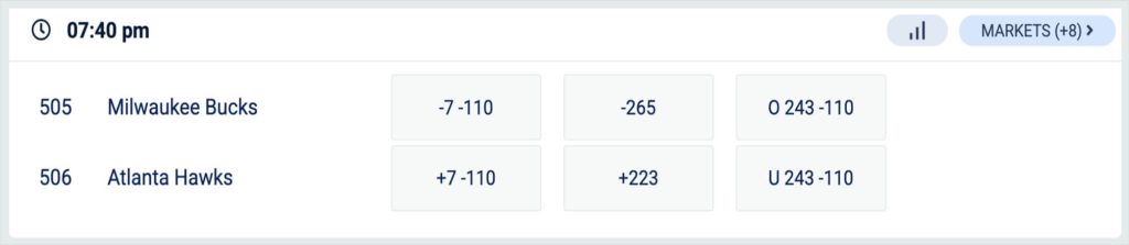 BetUS NBA Game Line Shopping Example